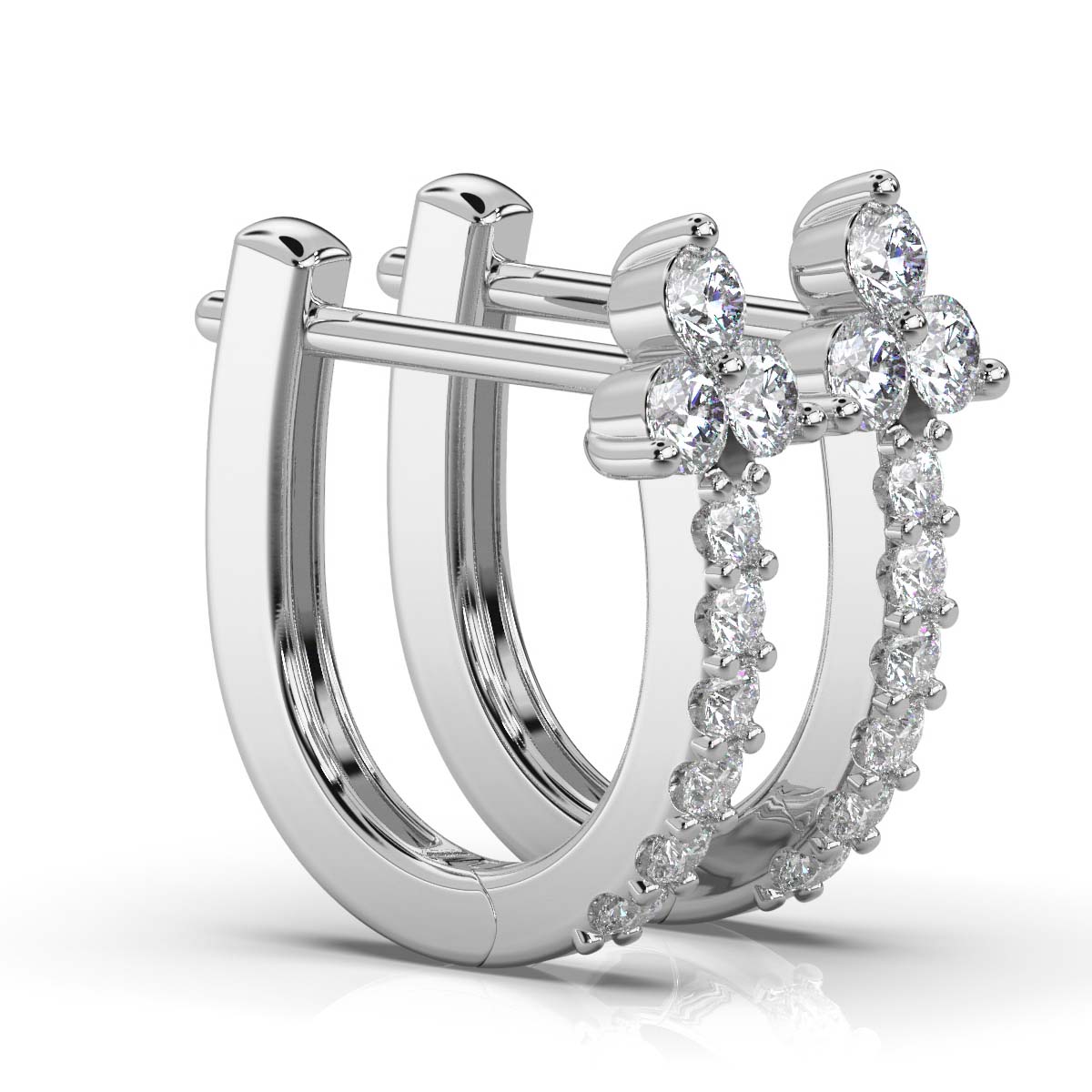 Platinum Peony Petite Hoop Lab Grown Diamond Earrings (1/2 ct. tw) The Art Of Jewels