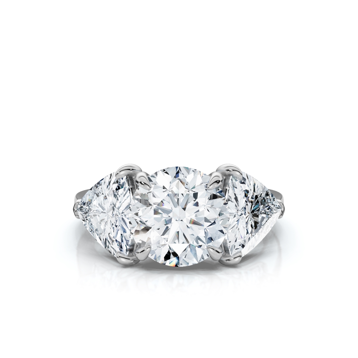 14K White Gold Calabria Three Stone Trillion Lab Grown Diamond Ring (2.00 ct. tw)