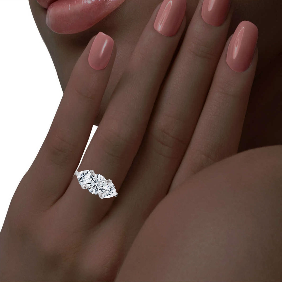 14K White Gold Calabria Three Stone Trillion Lab Grown Diamond Ring (2.00 ct. tw)